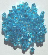 10 grams of 4x4mm Silver Lined Aqua Miyuki Cubes